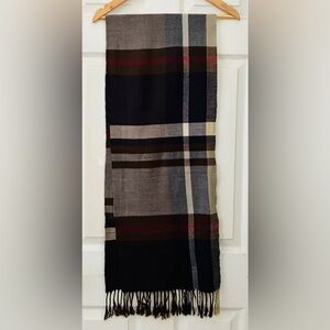 Classic Checkered Scarf in Black, Gray, and Tan